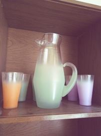 Multi-Colored Frosted Glass Set
