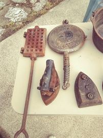 Antique Waffle Irons & Hand Irons