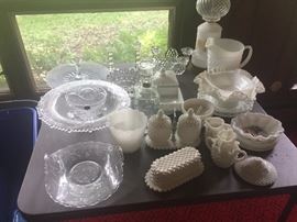 Miscellaneous antique glassware and milk glass