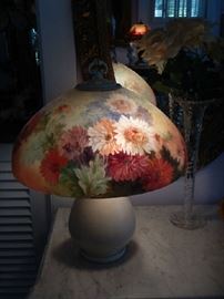 HANDEL REVERSE PAINTED CHIPPED ICE LAMP SHADE-SIGNED