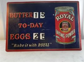 ROYAL BAKING POWDER TIN LITHO ADVERTISING/PRICING BOARD
