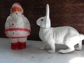 OLD PAPER MACHE HOLIDAY ITEMS/CANDY CONTAINER