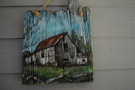 beautiful painting on barn wood