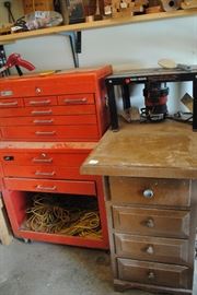 2 stack rolling tool box and 4 drawer cabinet