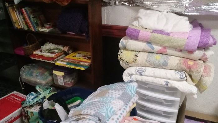 Antique quilts and large pieces of fleece