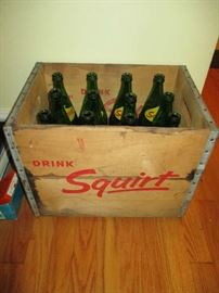 VINTAGE SQUIRT CRATE W/BOTTLES