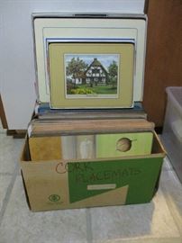 BOX OF HARD CORK PLACEMATS (SEVERAL DESIGNS)
