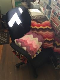 DESK CHAIR, AFGHANS