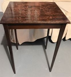 51. Burl Mahogany Side Table (18'' x 16'' x 25'')