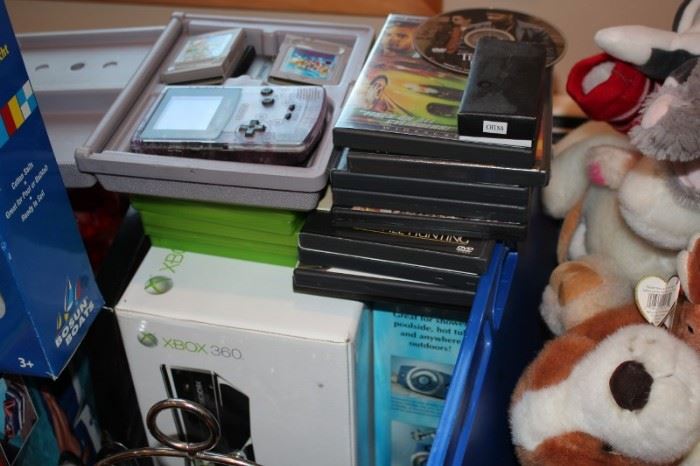 XBOX 360 Game Platform and Video Games with Stuffed Animals