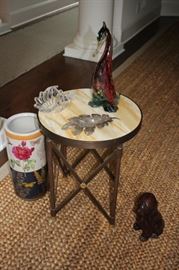 Small Side Round Table with Bric-A-Brac and Umbrella Stand