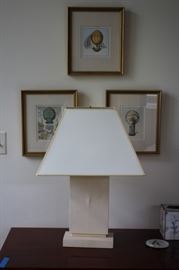 Contemporary Lamp and Prints