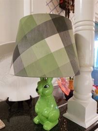 Green Bunny Lamp with plaid shade   $35