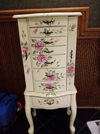 Pink Rose Painted Jewelry Chest      $50