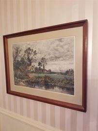 B.W. Leader 1901 framed and matted print   The Old Country Cottage        $45