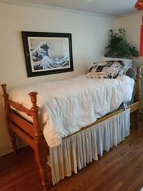 Sweet Maple Antique Bed..was a trundle now a great high bed! mattress and linens included  $250
