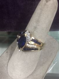14kt Gold Sapphire Diamond Ring