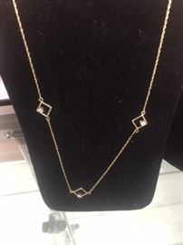 14kt Gold 3 Diamond Necklace