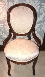 Carved Mahogany Victorian Upholstered Ladies Accent Chair