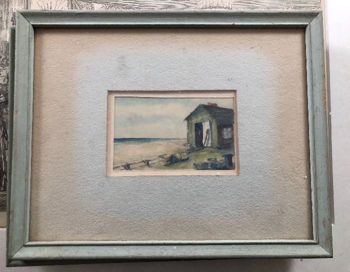 Vintage original watercolor - framed