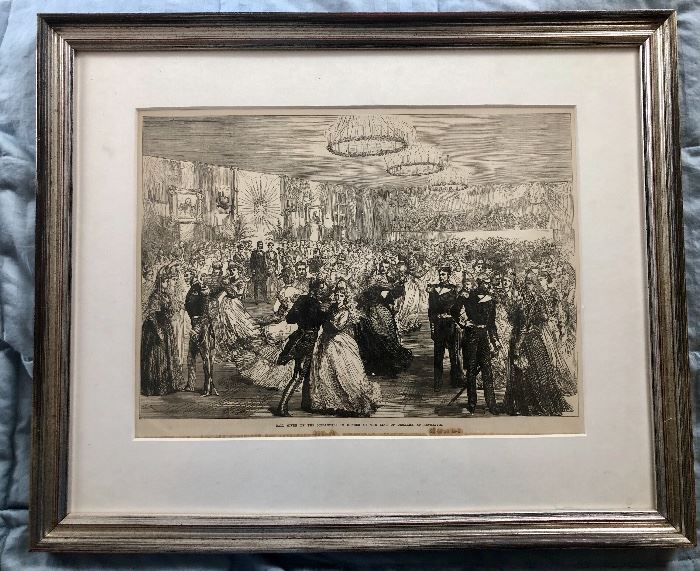 Print? Litho? Ball given by the Icelanders in honor of the King of Denmark -- Framed