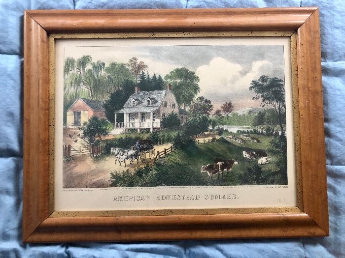 Currier and Ives hand colored litho = American Homestead Summer