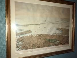 Antique Bird's Eye View of Boston
