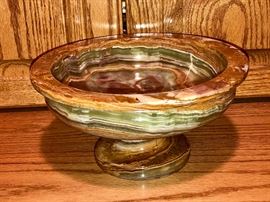 Maitland Smith heavy polished agate pedestal bowl