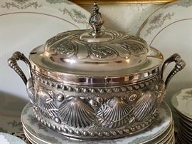 James W. Tufts Quadruple Plate Shell Tureen, Boston, late 1800s.