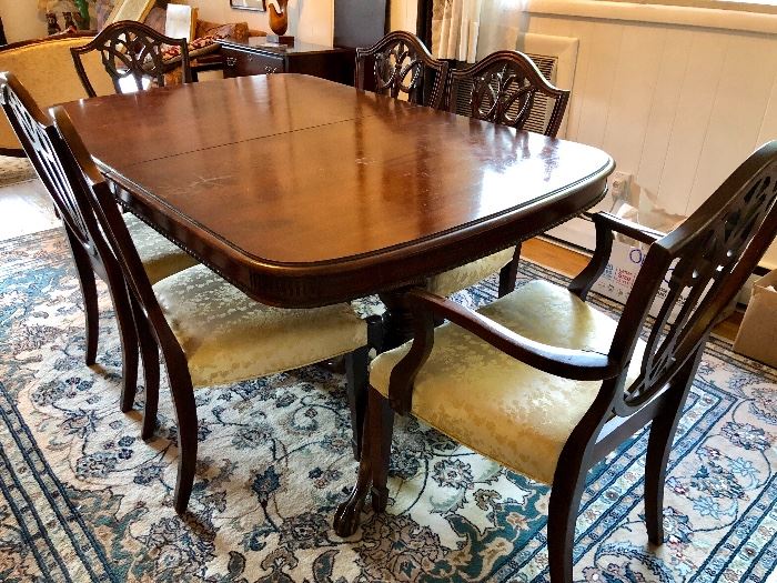 Mahogany dining table with chairs