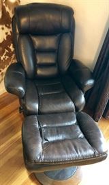 Leather recliner and ottoman