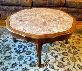 Vintage pink marble top coffee table