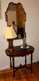 Gold Gilt mirror and small hall table