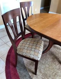 Custom two-toned maple table and matching chairs