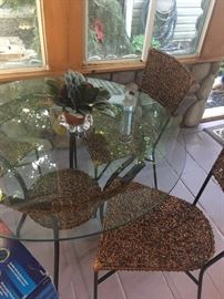 Glass top table & chairs 