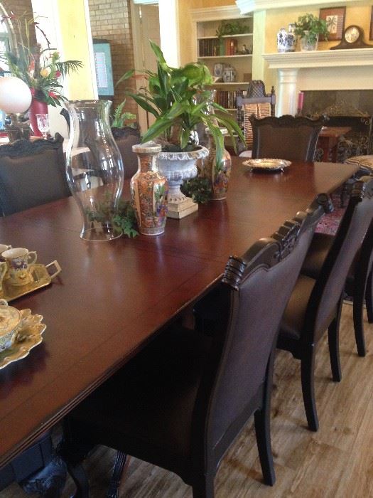 Large dining table with 8 matching chairs