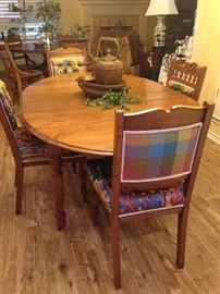 Oval table; 4 Eastlake antique chairs; copper selections 