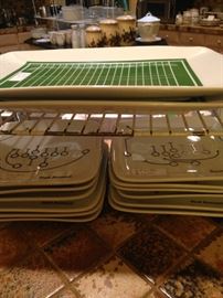 "Football field" platter and  play-by-play snack plates