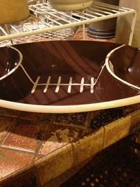 "Football" chip and dip serving dish