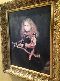 Framed art of a young girl