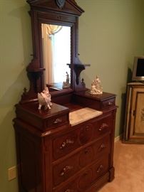 Antique dresser with mirror and  marble insert
