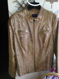 Leather zip-front jacket