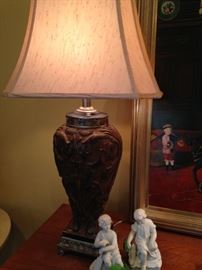 One of two good-looking matching lamps; children figurines