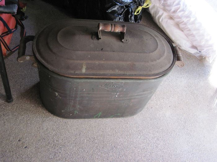 Vintage  Metal Tub with Lid