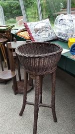 Vintage wicker and other flower pot holders