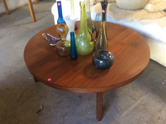 Round MCM coffee table, retro glass