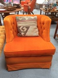 Orange velvet retro chairs
