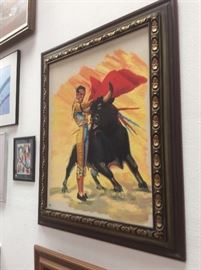 Bullfighter painting, retro and mcm