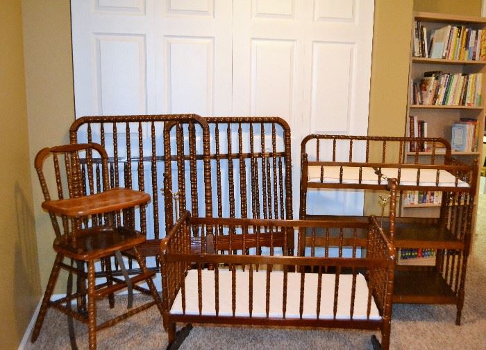 Crib, bassinet, changing table, high chair