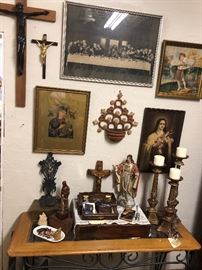 Christian art and artifacts from mid century north Denver home